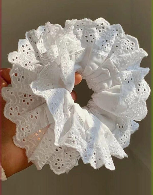 white large hair scrunchie