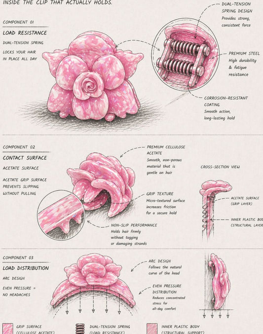 rose hair clip diagram