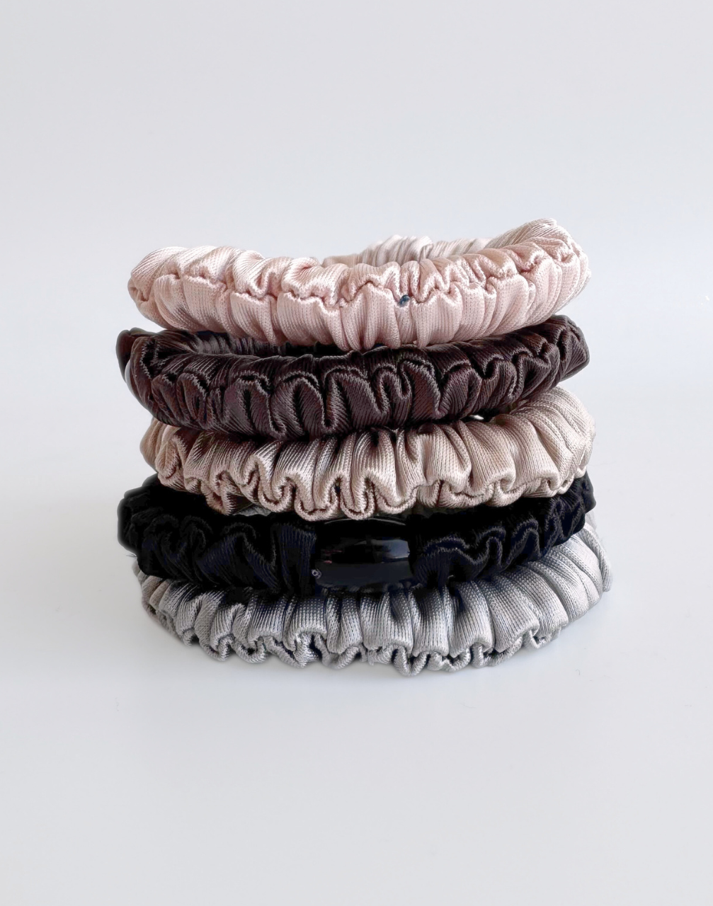 set of 5 silk hair ties