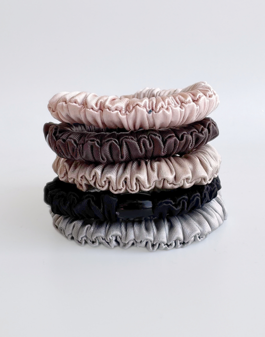 set of 5 silk hair ties