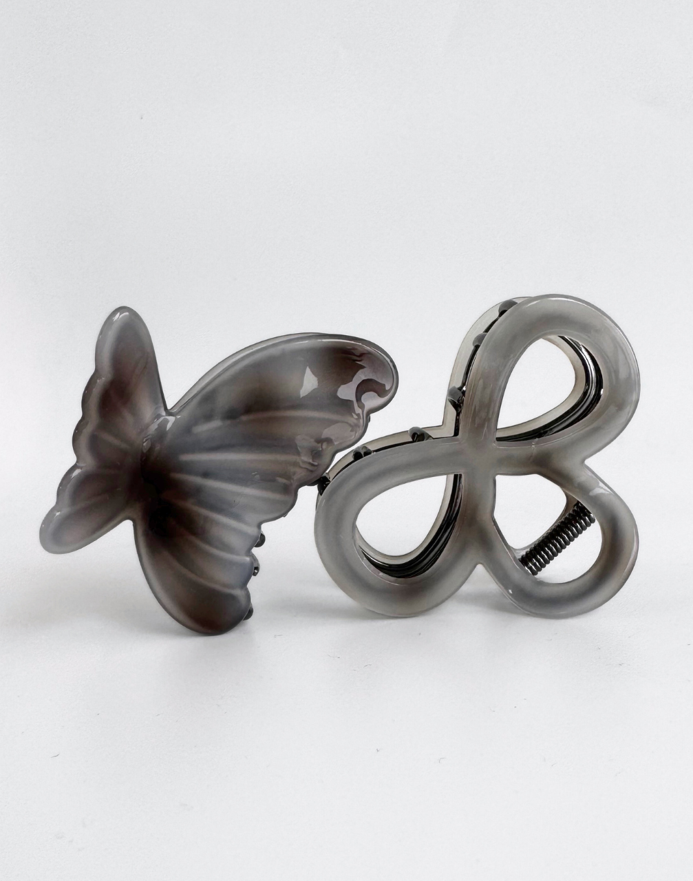 smoke grey hair clips set of 2