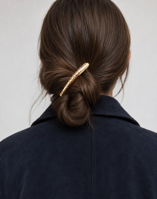 gold barrette hairstyle