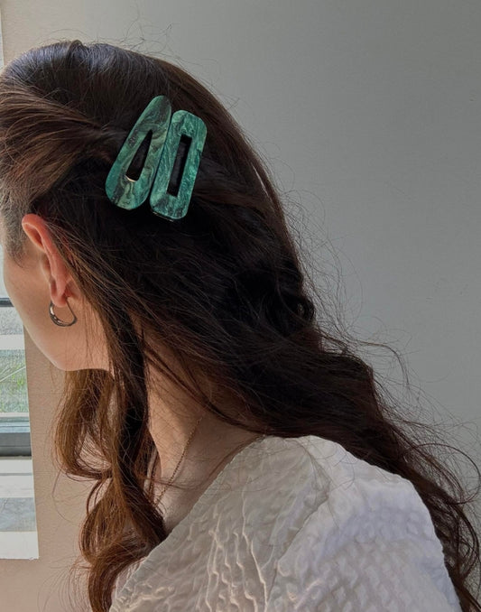 green hairpins