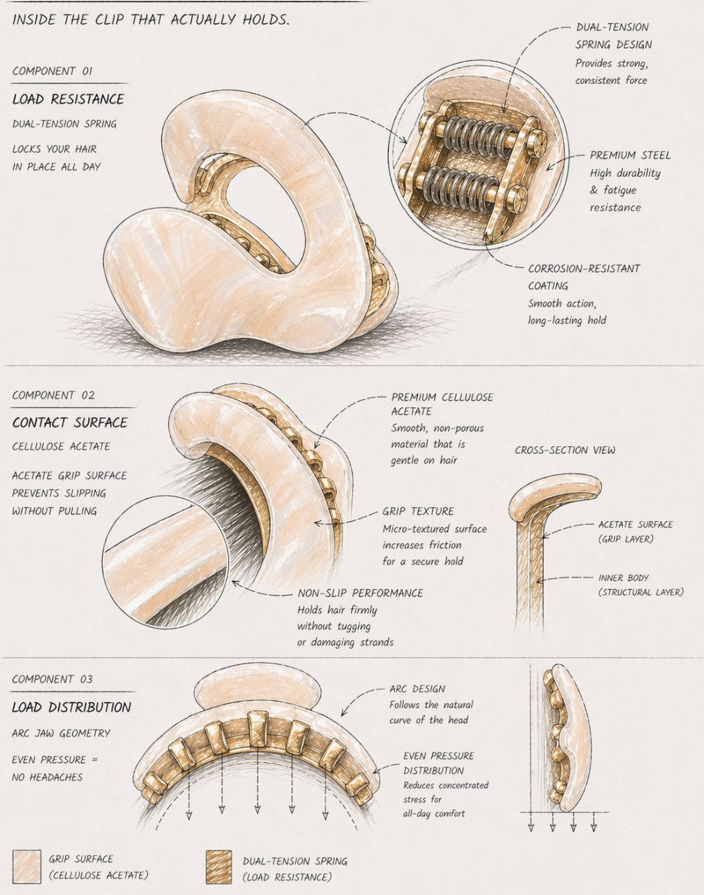vogue vibes hair clip grip structure