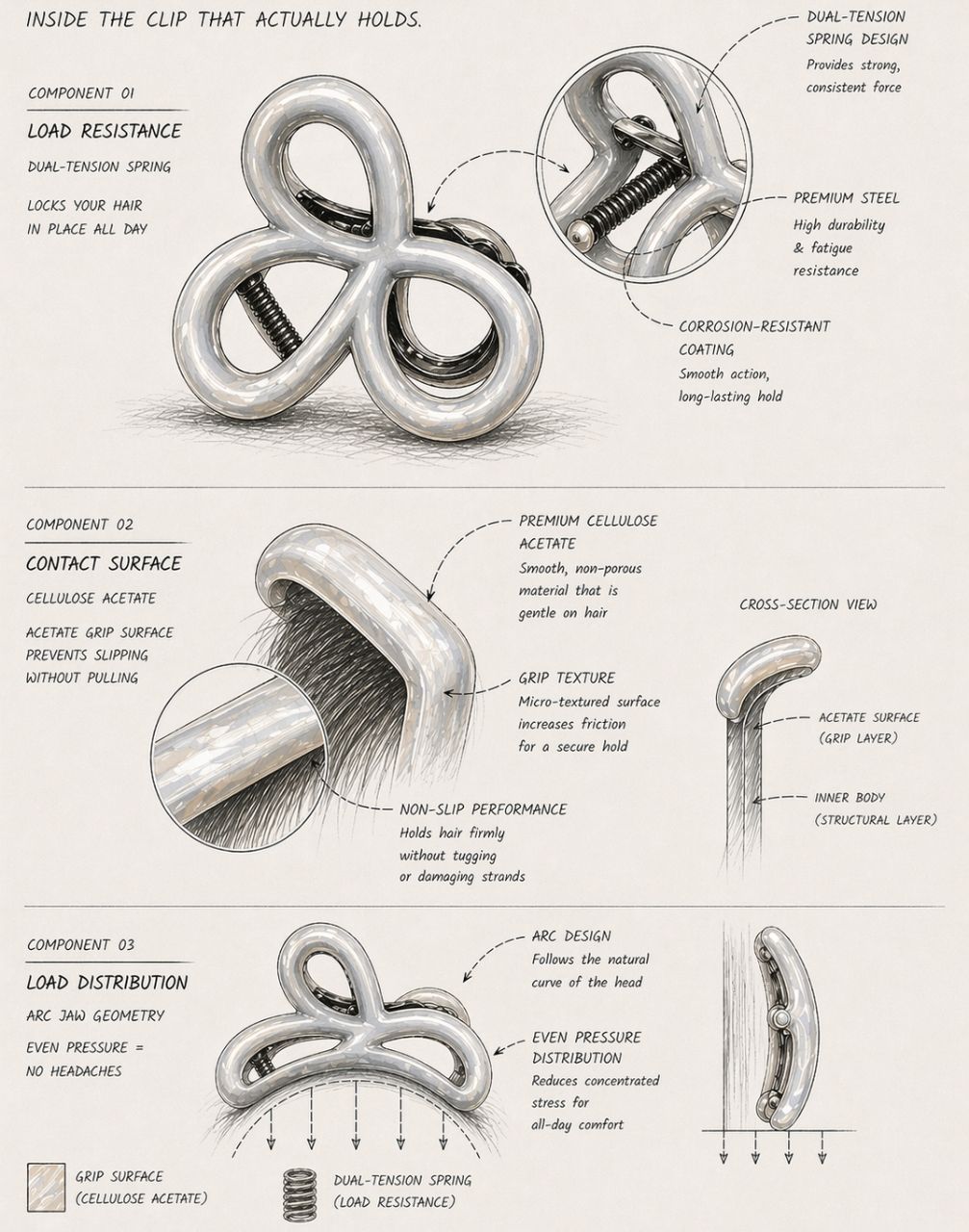 hair clip strong grip