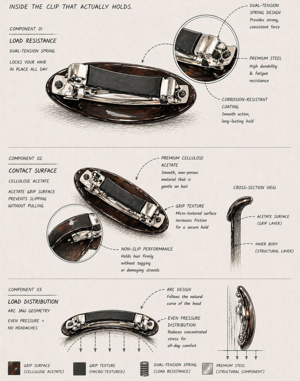 hair barrette hold technology