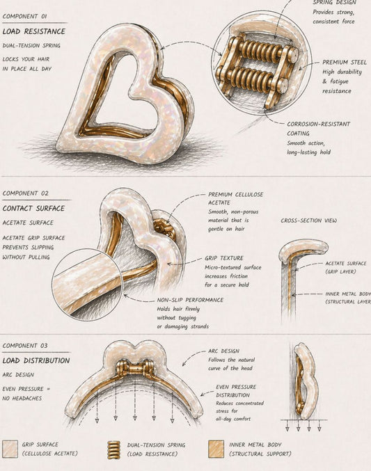 heart hair clip technical diagram